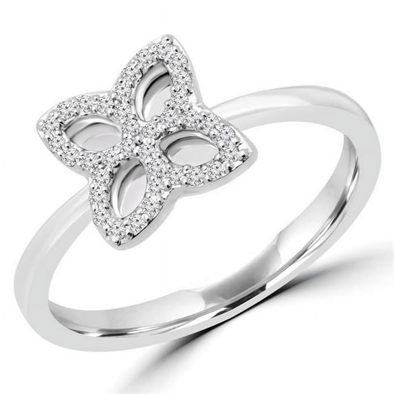 MDR170084-7.5 0.2 CTW Round Diamond Cocktail Ring in 14K White Gold - Size 7.5
