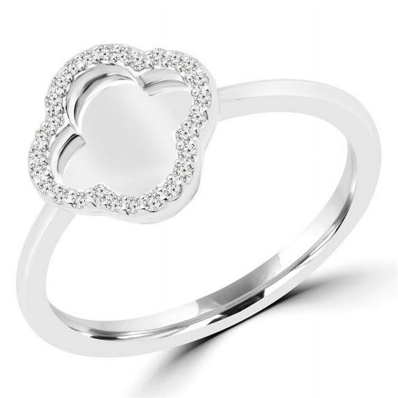 MDR170088-3.75 0.1 CTW Round Diamond Cocktail Ring in 14K White Gold - Size 3.75