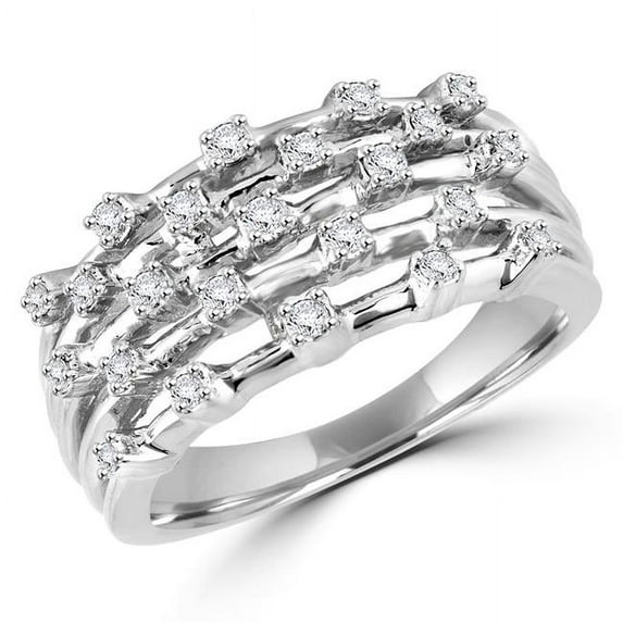 MDR170090-7.5 0.25 CTW Round Diamond Cocktail Ring in 14K White Gold - Size 7.5