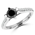 thumbnail image 1 of MDR170098-8.5 1.05 CTW Round Black Diamond Cocktail Ring in 14K White Gold - Size 8.5, 1 of 1