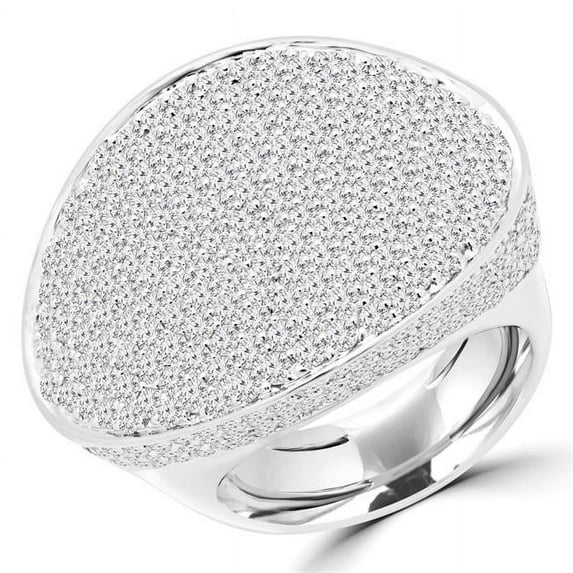 MDR170172-7.5 4.4 CTW Round Diamond Cocktail Ring in 14K White Gold - Size 7.5