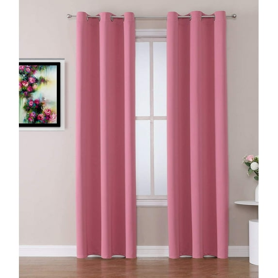 MDS Blackout Curtains for Living Room and Bedroom Thermal Insulated Grommet Room Darkening Draperies 1 Panel (Pink 42x72)