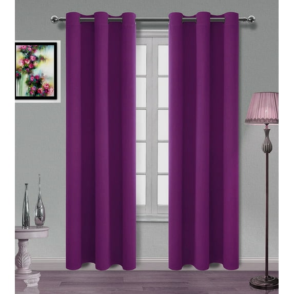 MDS Blackout Curtains for Living Room and Bedroom Thermal Insulated Grommet Room Darkening Draperies 1 Panel (Royal Purple 52x108)