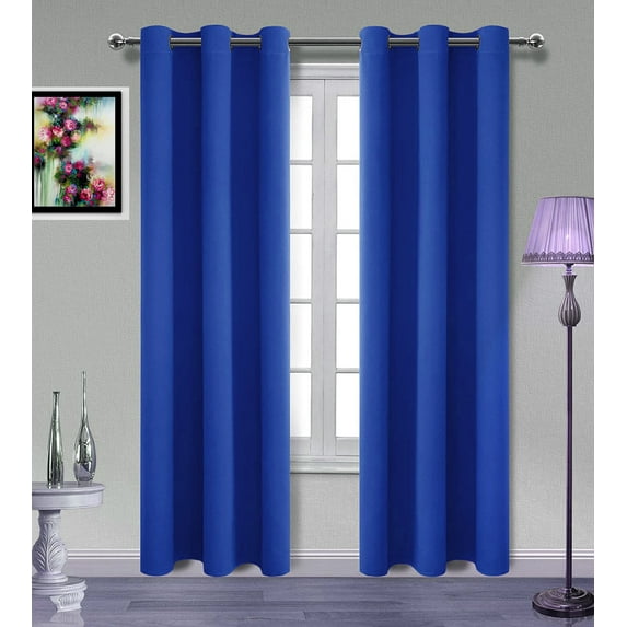 MDS Blackout Curtains for Living Room and Bedroom Thermal Insulated Grommet Room Darkening Draperies 2 Panels (Royalblue 52x45)