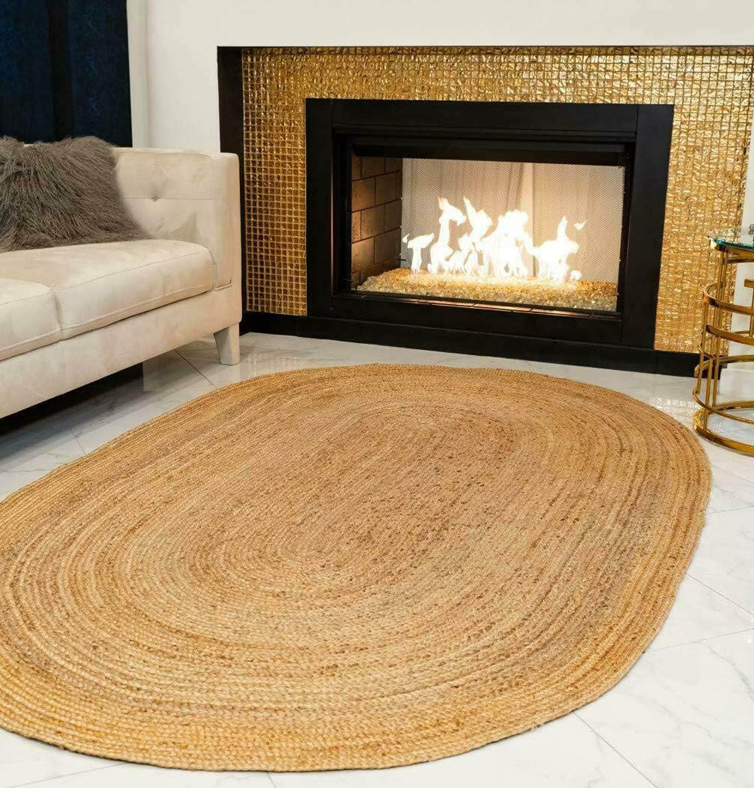 MDS Hand Woven Jute Area Rug 8x10 feet - Natural Burlap Braided ...