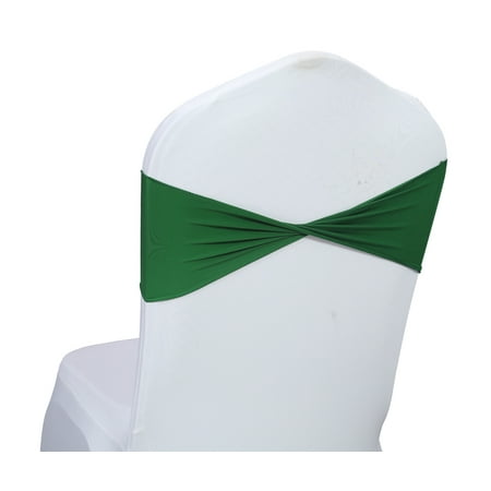 MDS Pack of 10 Spandex Chair Sashes Bow Ties Without Buckle for Wedding - Green