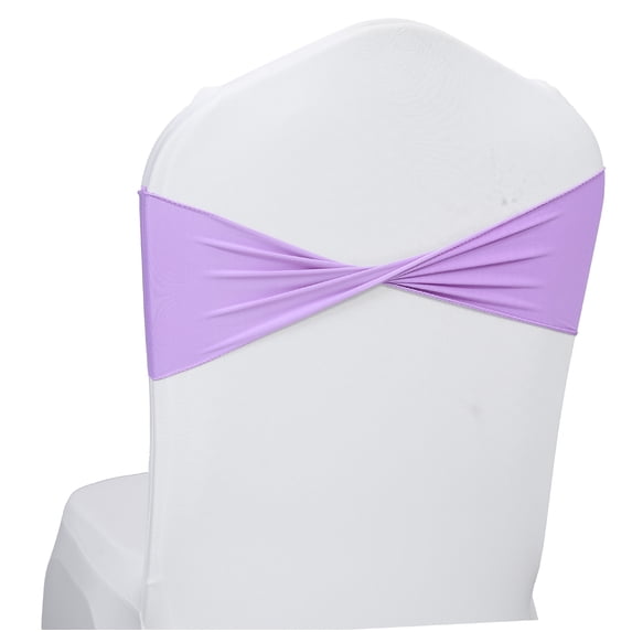 MDS Pack of 10 Spandex Chair Sashes Bow Ties Without Buckle for Wedding - Lavender