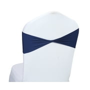 MDS Pack of 10 Spandex Chair Sashes Bow Ties Without Buckle for Wedding - Navy Blue
