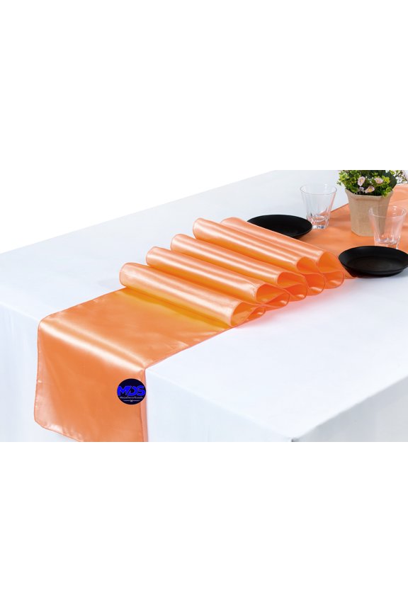 Pack of 10 Wedding 12 x 108 inch Satin Table Runner for Wedding Banquet Decoration -Pitch