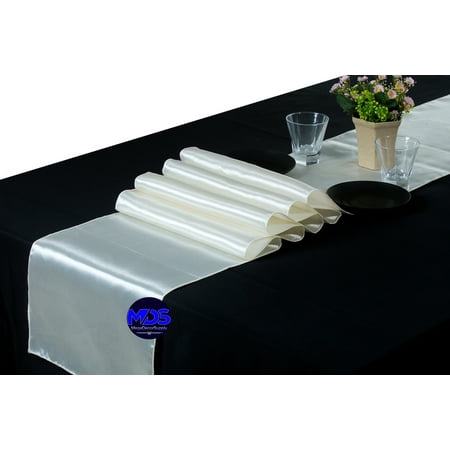 MDS Pack of 10 Wedding 12 x 108 inch Satin Table Runner for Wedding Banquet Decoration -ivory