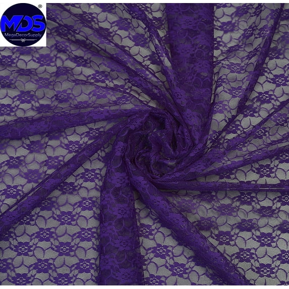 MDS Pack of 10 Yard Solid Lace Trim Fabric for Wedding Decoration by 55”- Cadbury Purple