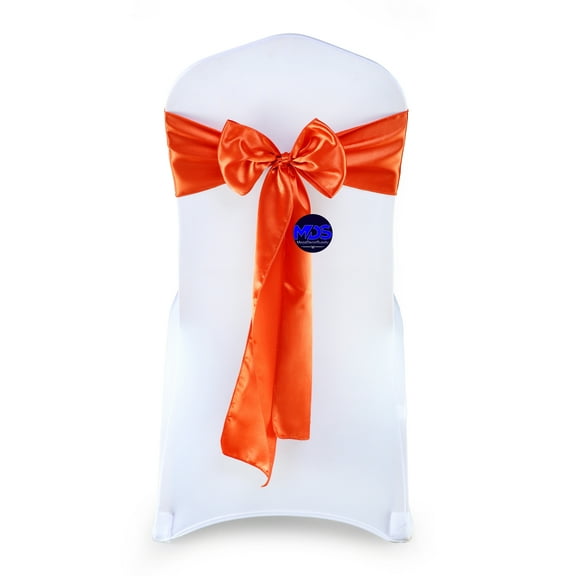 MDS Pack of 10 satin Chair Sashes Bow for Wedding and Events Supplies Party -Brunt Orange