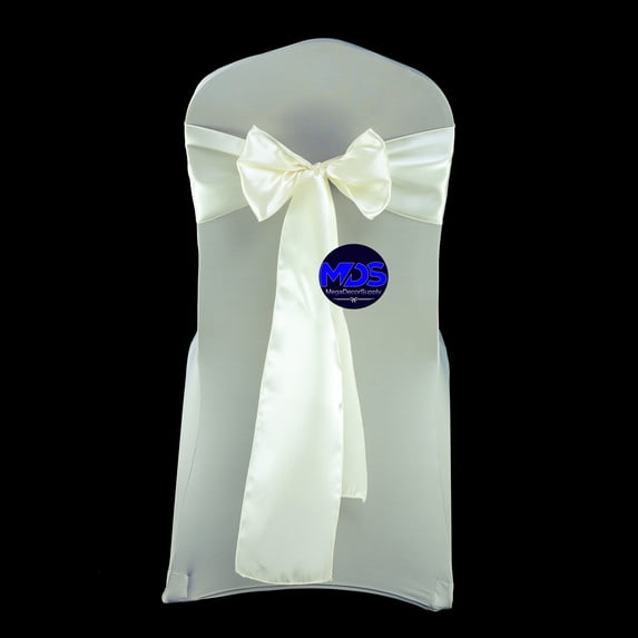 MDS Pack of 10 satin Chair Sashes Bow for Wedding and Events Supplies Party -ivory