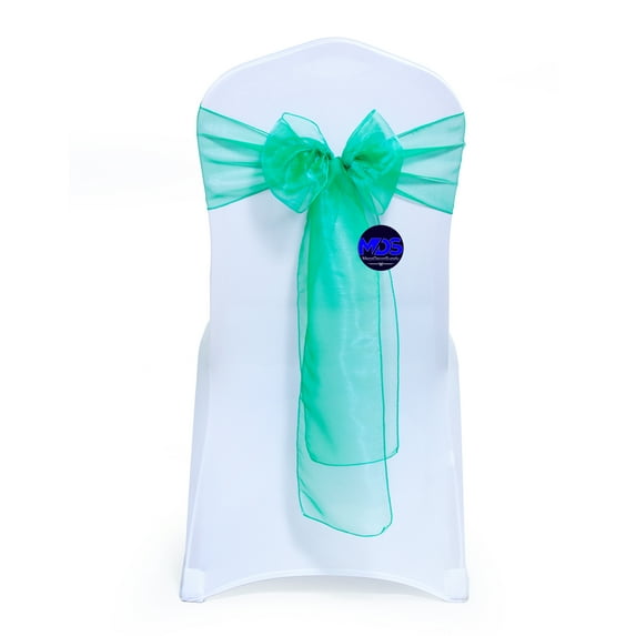MDS Pack of 100 Organza Chair Sash Bow Sashes for Wedding Decoration -Green
