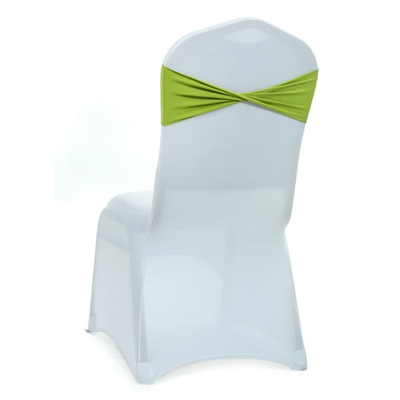 MDS Pack of 100 Spandex Chair Bow Sash Bands Ties Without Buckle for Wedding - Apple Green
