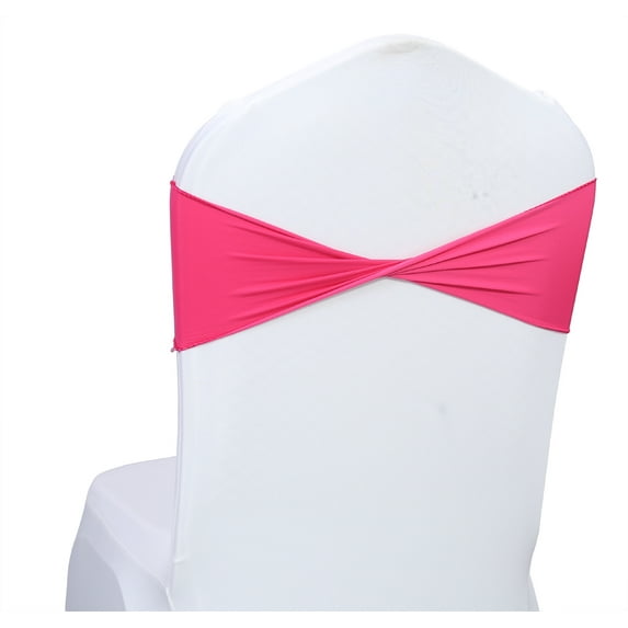 MDS Pack of 100 Spandex Chair Bow Sash Bands Ties Without Buckle for Wedding - Magenta