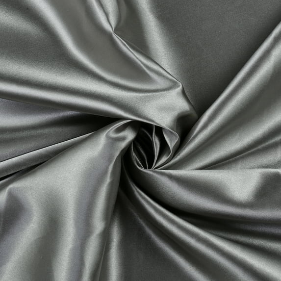 MDS Pack of 100 Yard Charmeuse Bridal SOLID Satin Fabric for Wedding Dress Fashion Crafts Costumes Decorations Silky Satin 44” Silver Gray