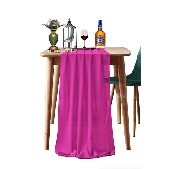 MDS Pack of 12 Wedding 27 x 170 inch Chiffon Table Runner for Wedding Decoration 14ft Runners - Pink