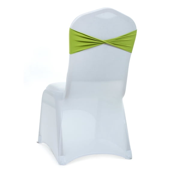 MDS Pack of 125 Spandex Chair Bow Sash Bands Ties Without Buckle for Wedding - Apple Green