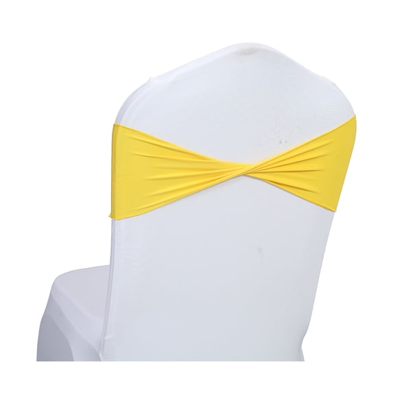 MDS Pack of 125 Spandex Chair Bow Sash Bands Ties Without Buckle for Wedding - Yellow