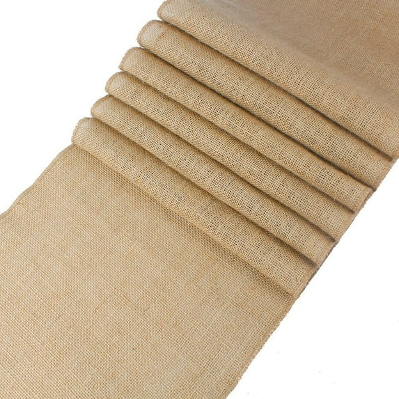 MDS Pack of 15 Wedding 12 x 108 inch Burlap Table Runner Natural Jute Hessian Country Vintage for Wedding - Natural
