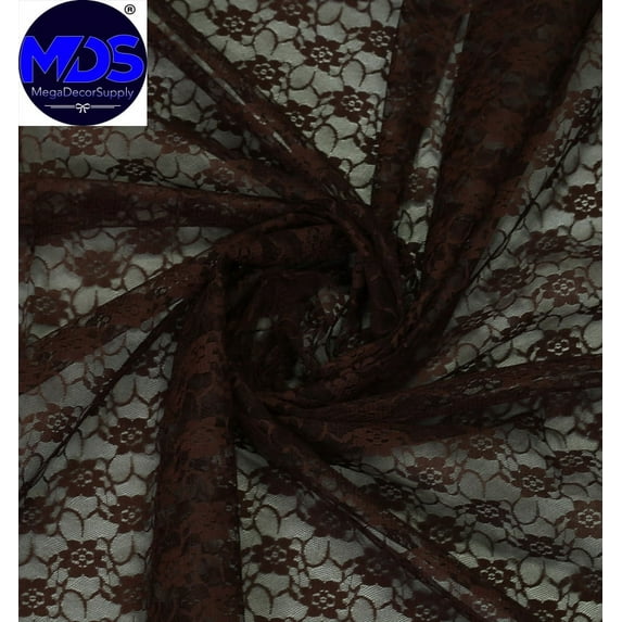 MDS Pack of 15 Yard Solid Lace Trim Fabric for Wedding Decoration by 55”- coffee