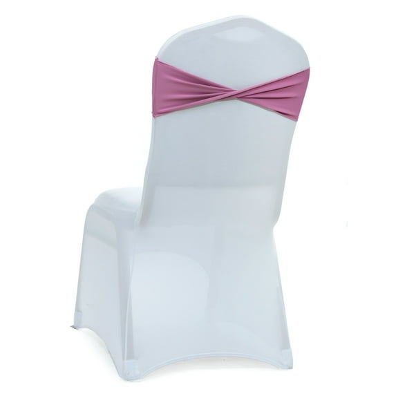 MDS Pack of 150 Spandex Chair Bow Sash Bands Ties Without Buckle for Wedding - Dusty Pink