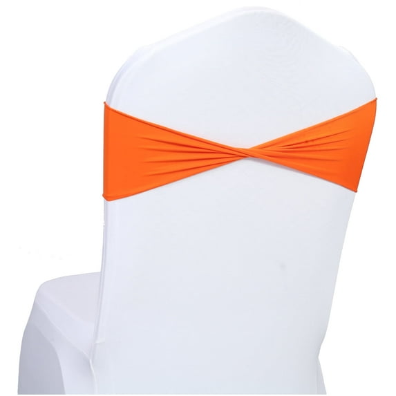 MDS Pack of 150 Spandex Chair Bow Sash Bands Ties Without Buckle for Wedding - Orange