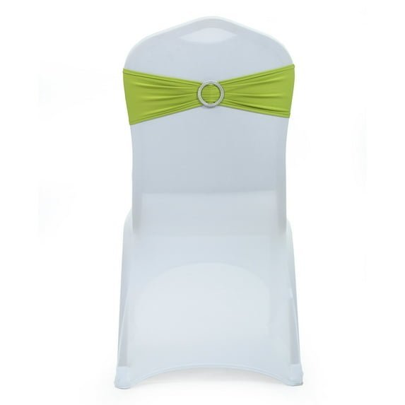 MDS Pack of 200 Spandex Chair Sashes Bow Ties With Buckle for Wedding - Apple Green