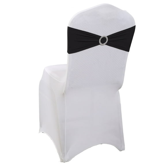 MDS Pack of 200 Spandex Chair Sashes Bow Ties With Buckle for Wedding - Black