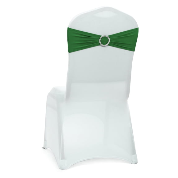 MDS Pack of 200 Spandex Chair Sashes Bow Ties With Buckle for Wedding - green