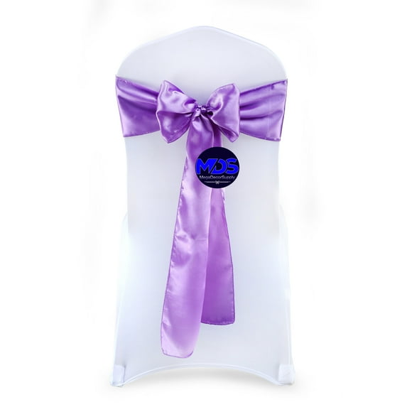 MDS Pack of 25 Satin Chair Sashes Bow Sash for Wedding and Events Decor -lavender
