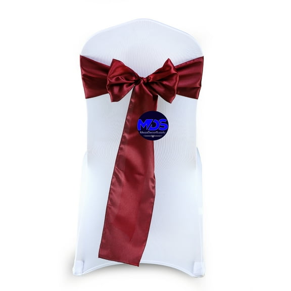 MDS Pack of 25 Satin Chair Sashes Bow Sash for Wedding and Events Decor -maroon