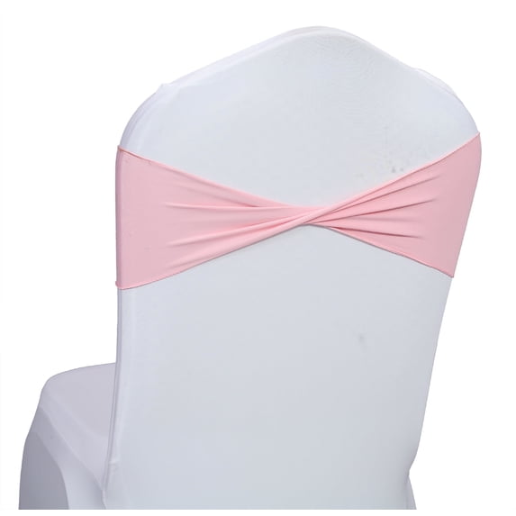 MDS Pack of 25 Spandex Chair Bow Sash Bands Ties Without Buckle for Wedding - Blush Pink