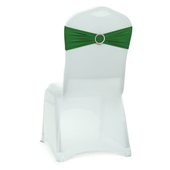 MDS Pack of 25 Spandex Chair Sashes Bow Ties With Buckle for Wedding - green