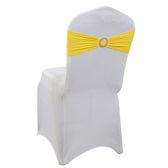 MDS Pack of 25 Spandex Chair Sashes Bow Ties With Buckle for Wedding - yellow
