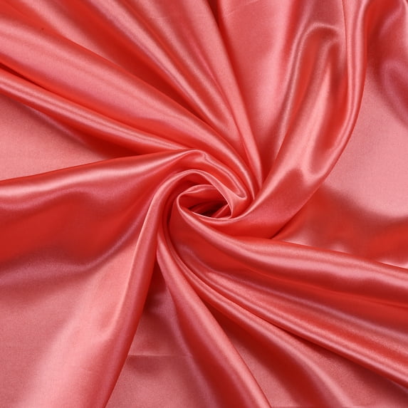 MDS Pack of 25 Yard Charmeuse Bridal SOLID Satin Fabric for Wedding Dress Fashion Crafts Costumes Decorations Silky Satin 44” Coral