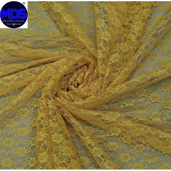 MDS Pack of 25 Yard Solid Lace Trim Fabric for Wedding Decoration by 55”- Gold