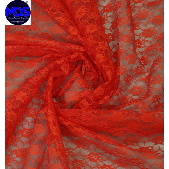 MDS Pack of 25 Yard Solid Lace Trim Fabric for Wedding Decoration by 55”- Red