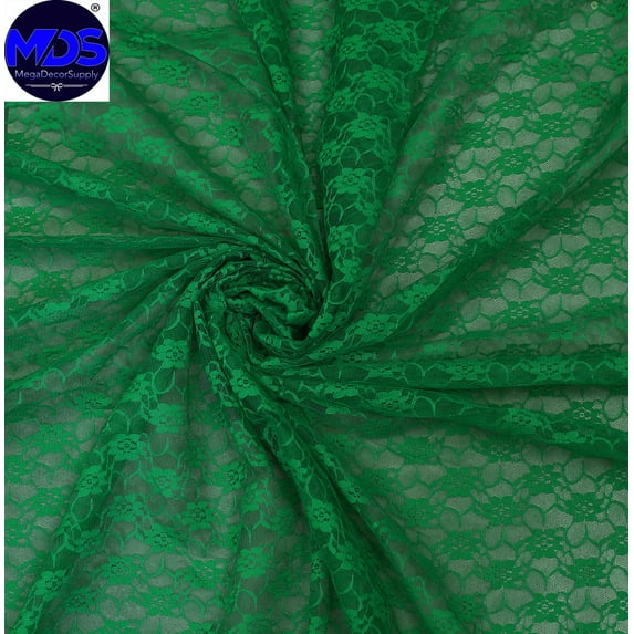 MDS Pack of 25 Yard Solid Lace Trim Fabric for Wedding Decoration by 55”- hunter green