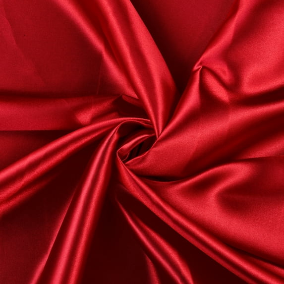 MDS Pack of 5 Yard Charmeuse Bridal SOLID Satin Fabric for Wedding Dress Fashion Crafts Costumes Decorations Silky Satin 44” Apple Red