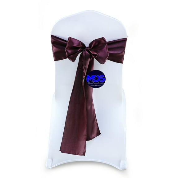 MDS Pack of 50 Satin Chair Sashes Bow Sash for Wedding and Events Decor -Plum