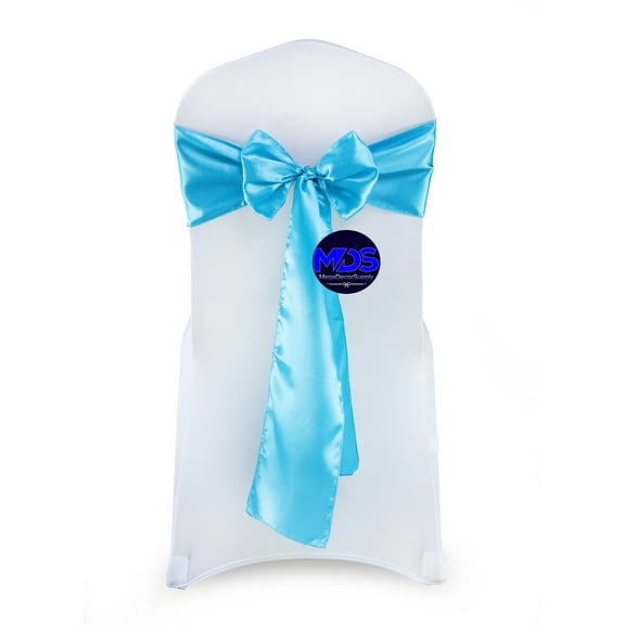 MDS Pack of 50 Satin Chair Sashes Bow Sash for Wedding and Events Decor -Terquoise