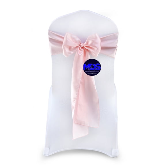 MDS Pack of 50 Satin Chair Sashes Bow Sash for Wedding and Events Decor - blush pink