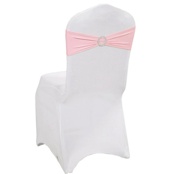 MDS Pack of 50 Spandex Chair Sashes Bow Ties With Buckle for Wedding - blush pink