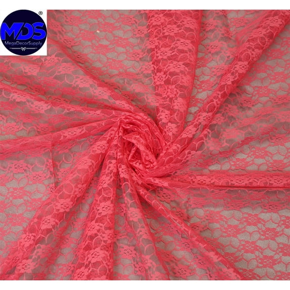 MDS Pack of 50 Yard Solid Lace Trim Fabric for Wedding Decoration by 55”- Coral