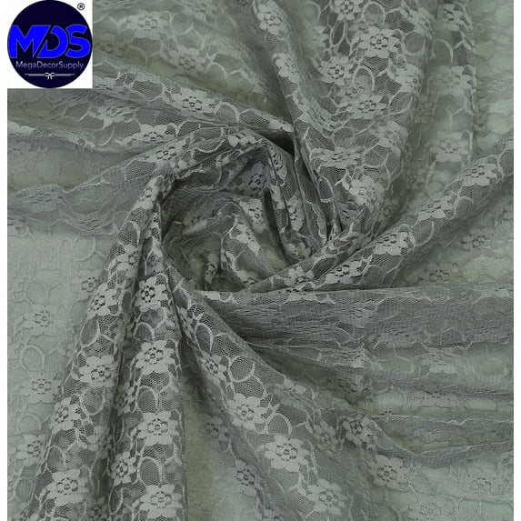 MDS Pack of 50 Yard Solid Lace Trim Fabric for Wedding Decoration by 55”- Silver Gray