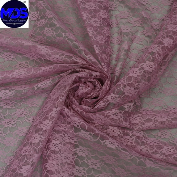 MDS Pack of 50 Yard Solid Lace Trim Fabric for Wedding Decoration by 55”- dusty pink