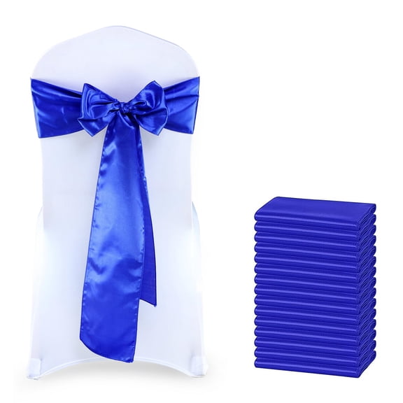 MDS Satin Chair Sashes, 50 Pack, 7x108 Each, Decorative Chair Bows Ribbon Tie Backs for Wedding Party, Holiday Dinner, Birthday, Reception, Banquet, Hotel & Event Decoration - Royal Blue Y101