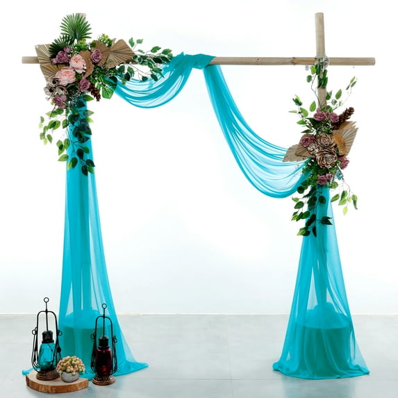 MDS pack of 1 panels (30" width x 20Ft Long) Wedding Arch Draping Fabric sheer Chiffon Fabric Drapery for Wedding Ceremony - Peacock blue